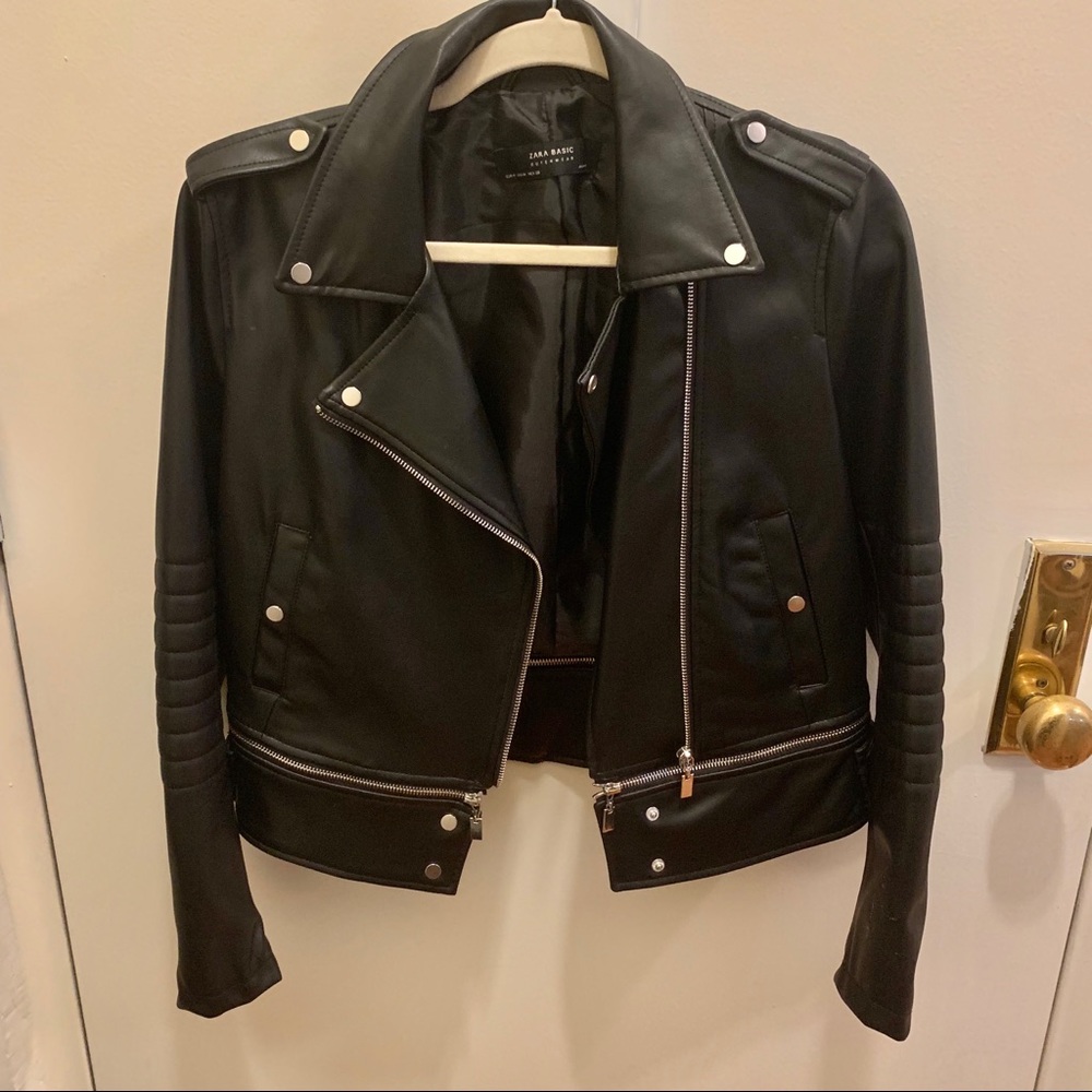 Like new! Zara Black Leather Jacket sz M
